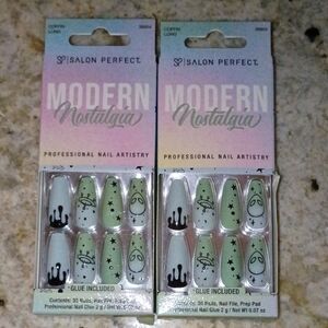Salon Perfect Modern Nostalgia Nail Sets 2 Packs Alien Coffin Long NEW